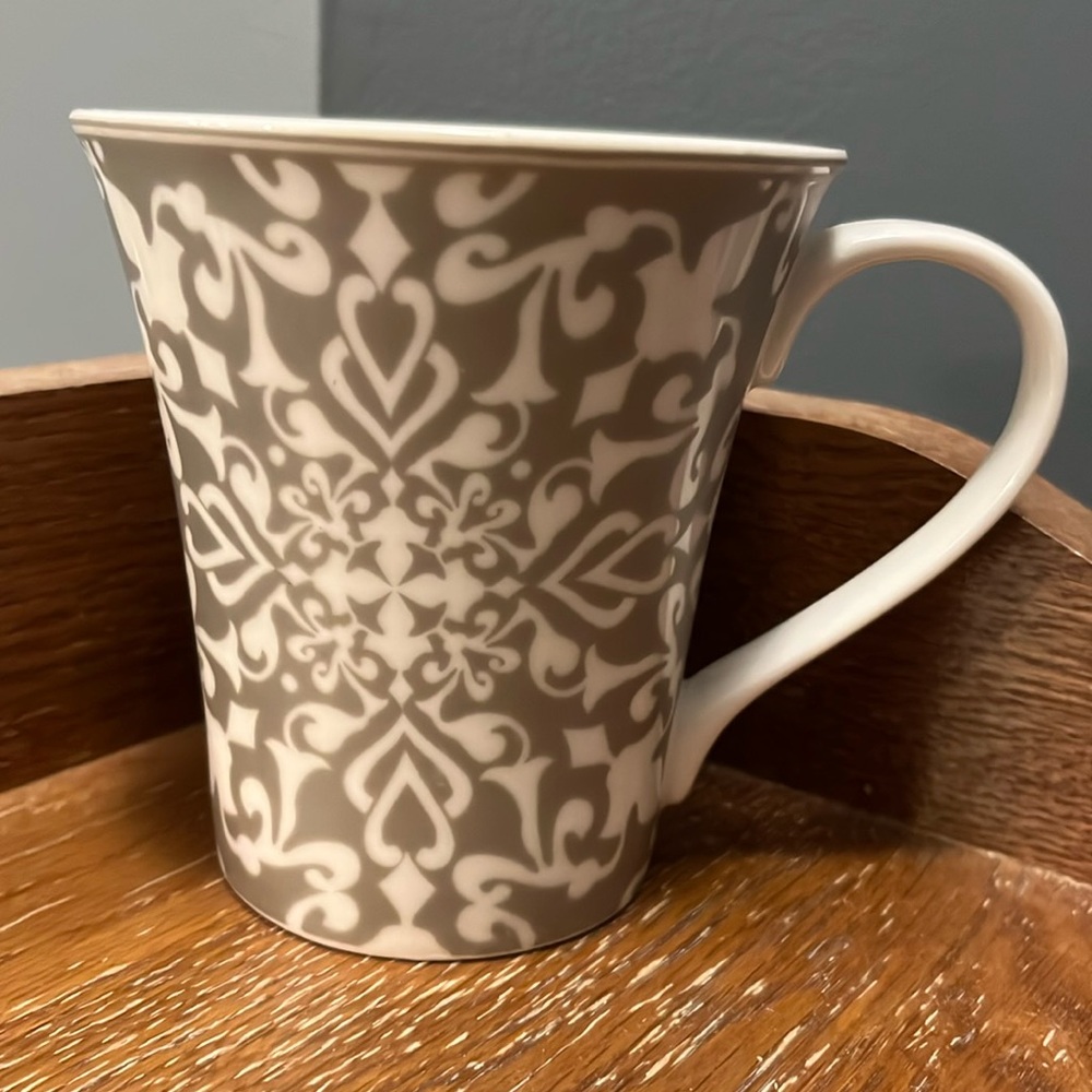 222 Fifth “Orchestra” Coffee Mug Intricate Scrollwork Flared